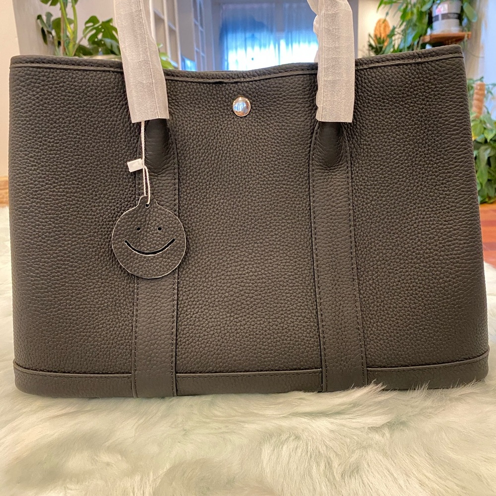 Black 36 CM Togo leather top handle Garden Party Satchel bag